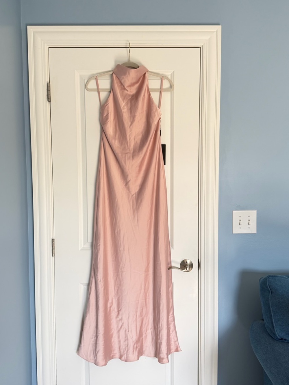 NWT White House Black Market Rose Smoke Satin Halter Maxi Dress 2 54467 - Picture 2 of 13
